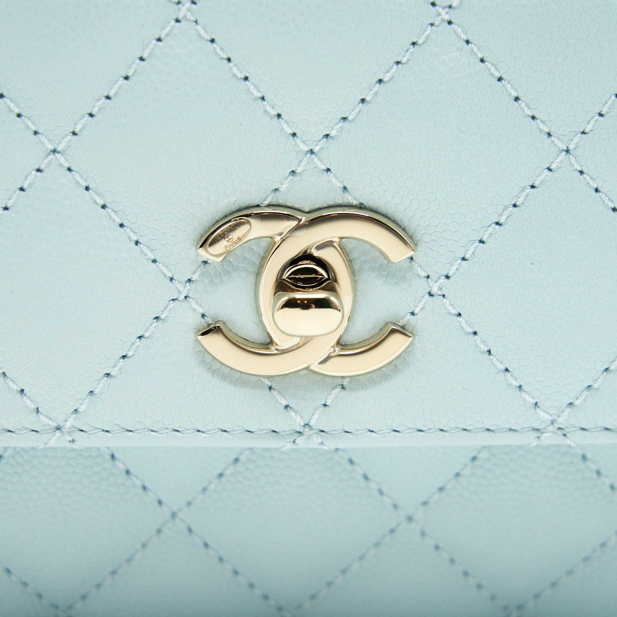 CHANEL 21K BABY BLUE COCO HANDLE SMALL (OLD MINI) 24CM LGHW (MICROCHIP)