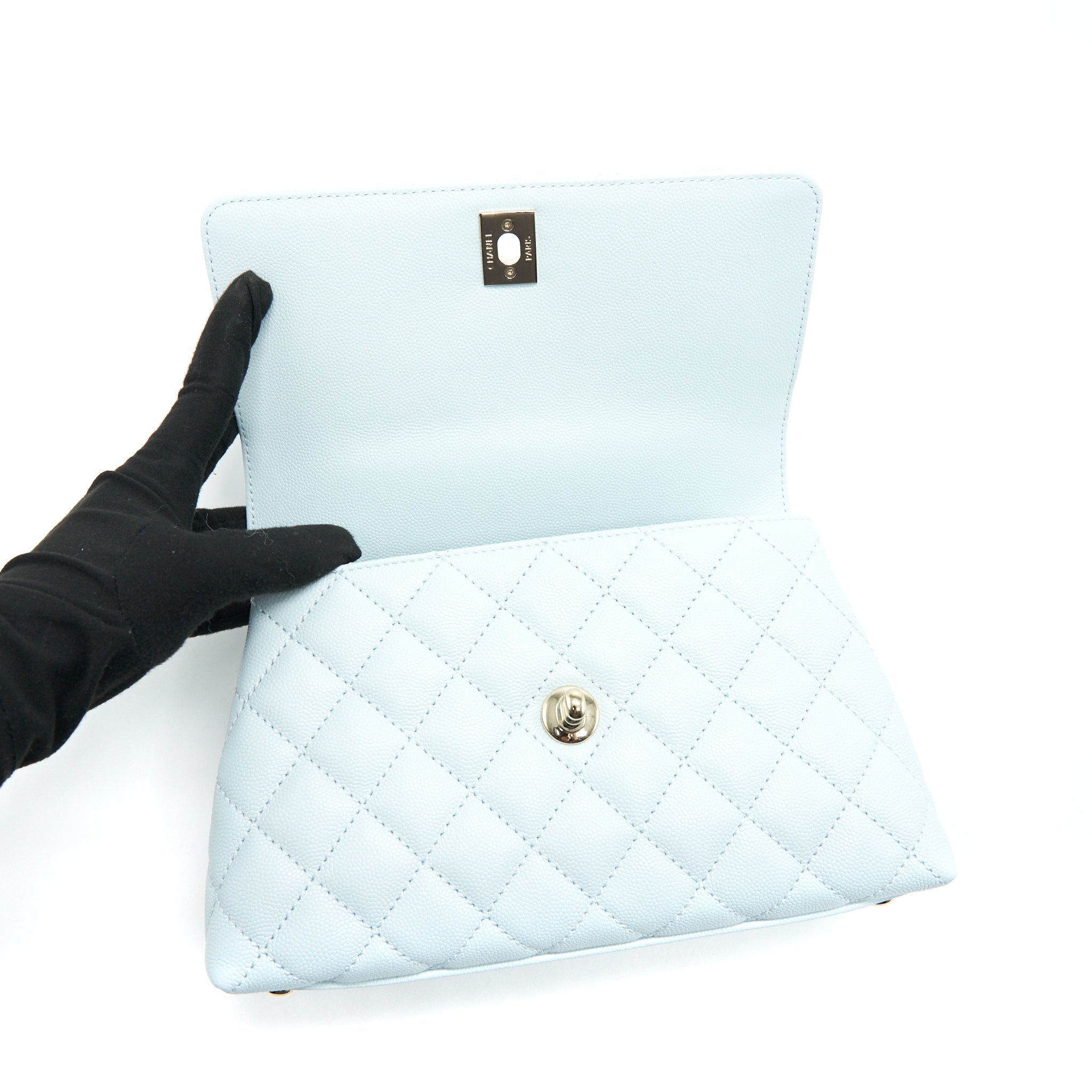 CHANEL 21K BABY BLUE COCO HANDLE SMALL (OLD MINI) 24CM LGHW