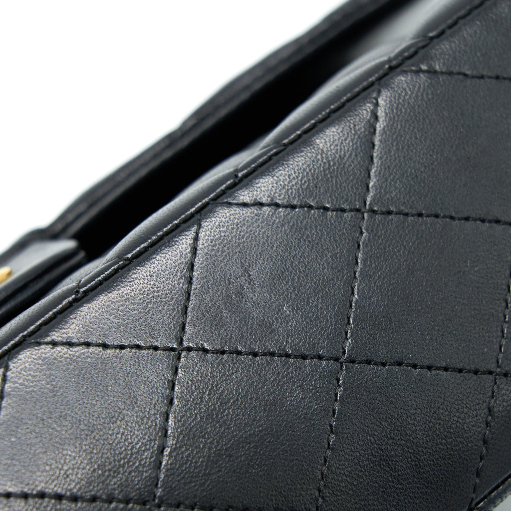 CHANEL MEDIUM CLASSIC DOUBLE FLAP BAG LAMBSKIN BLACK GHW