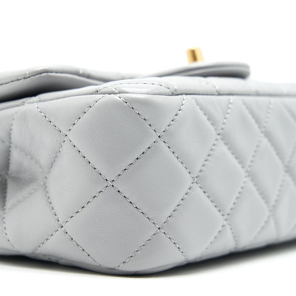 CHANEL 21B PEARL CRUSH MINI RECTANGULAR FLAP BAG GREY GHW