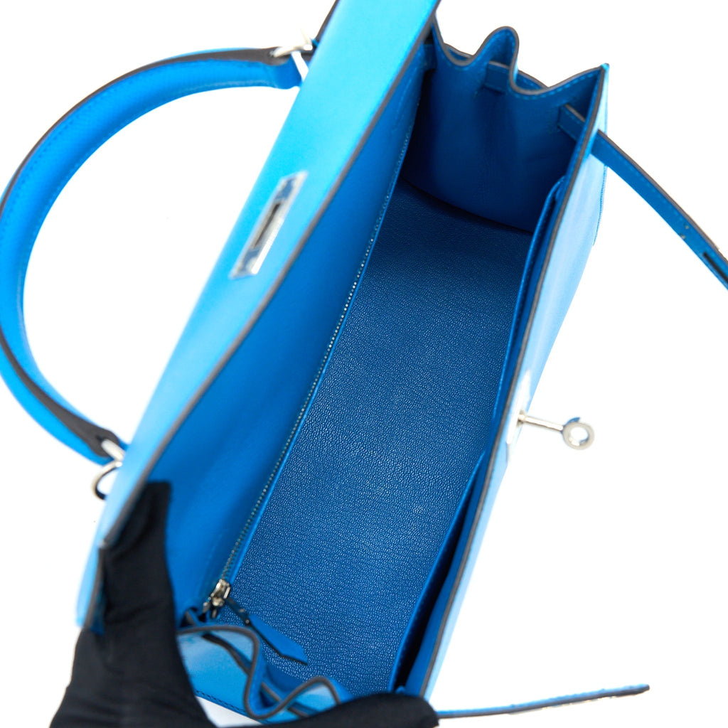 HERMES KELLY 28 SELLIER EPSOM BLUE SHW