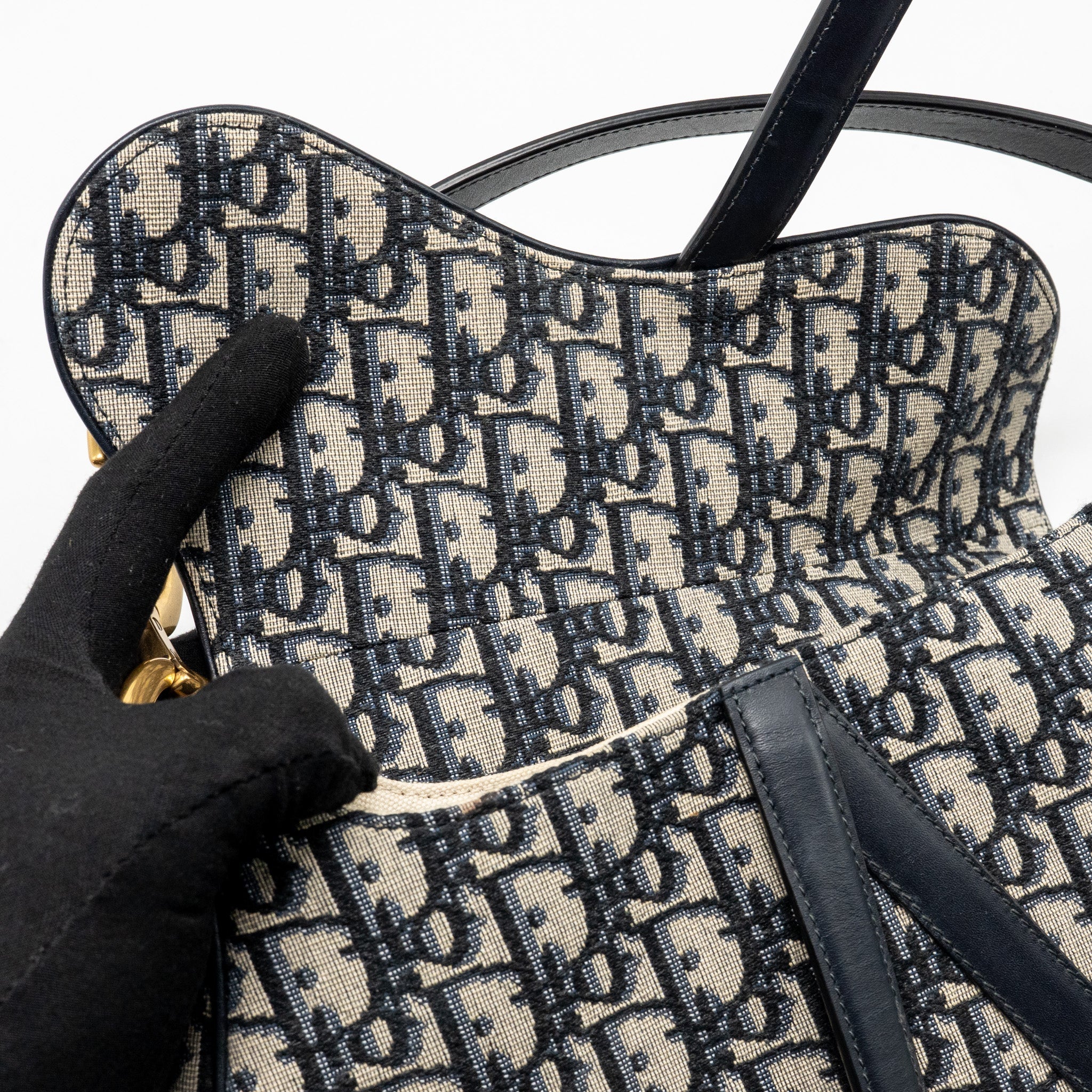 DIOR MEDIUM SADDLE BAG OBLIQUE CANVAS BLUE GHW