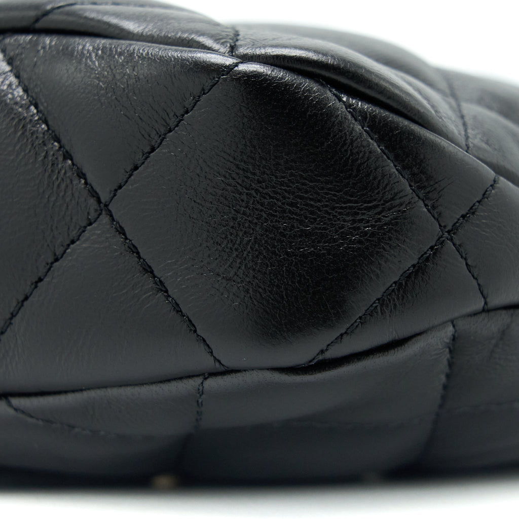 CHANEL 22K HOBO SHOULDER BAG LAMBSKIN BLACK GHW (MICROCHIP)