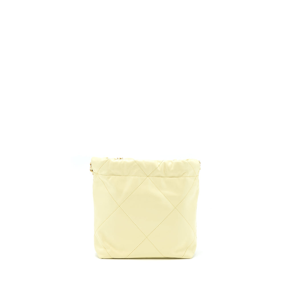 CHANEL 23S MINI 22 BAG SHINY CALFSKIN LIGHT YELLOW GHW (MICROCHIP)