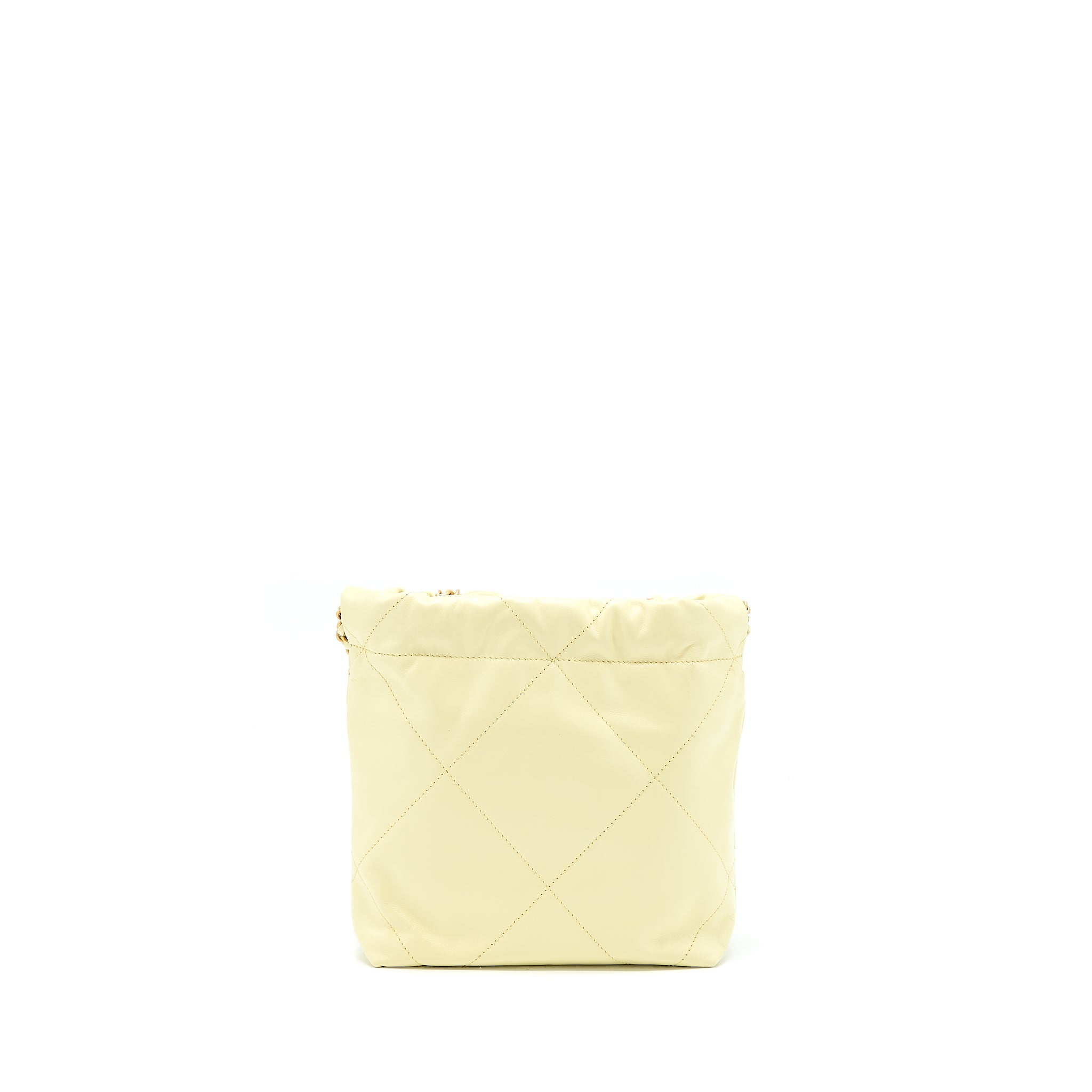 CHANEL 23S MINI 22 BAG SHINY CALFSKIN LIGHT YELLOW GHW (MICROCHIP)