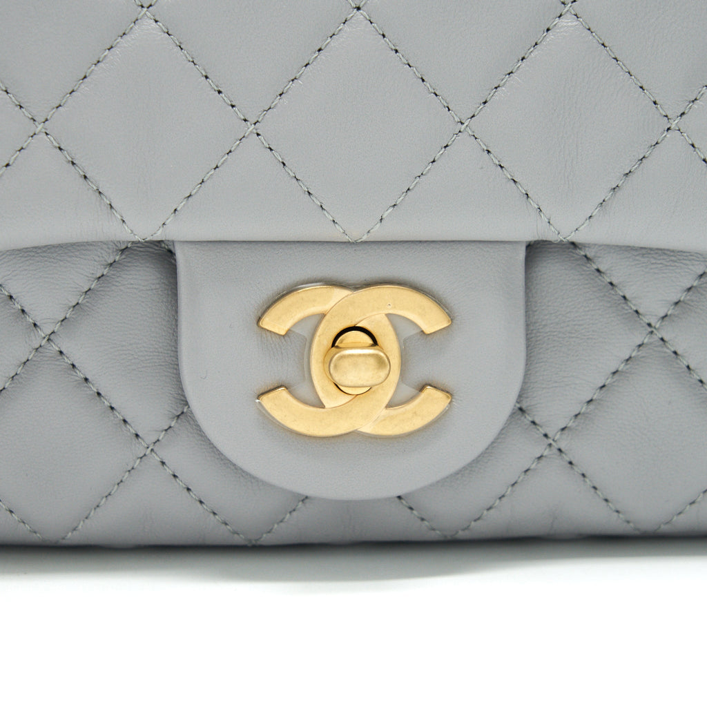 CHANEL 21B PEARL CRUSH MINI RECTANGULAR FLAP BAG GREY GHW