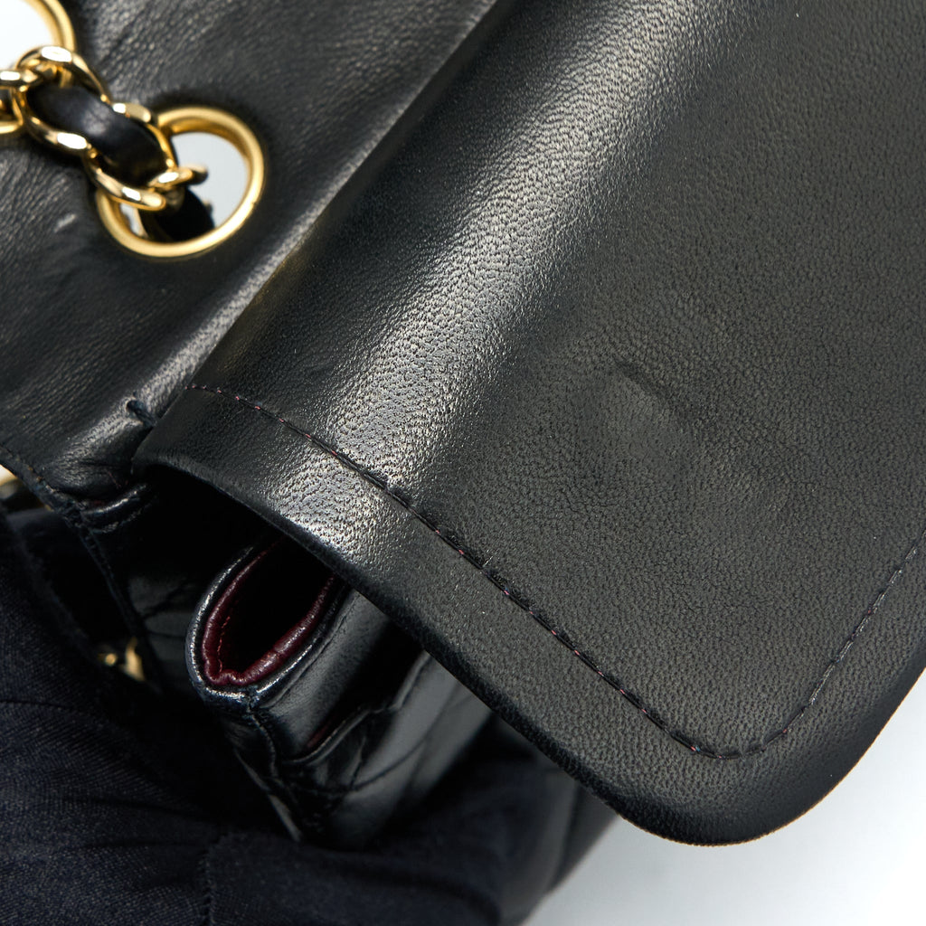 CHANEL MEDIUM CLASSIC DOUBLE FLAP BAG LAMBSKIN BLACK GHW