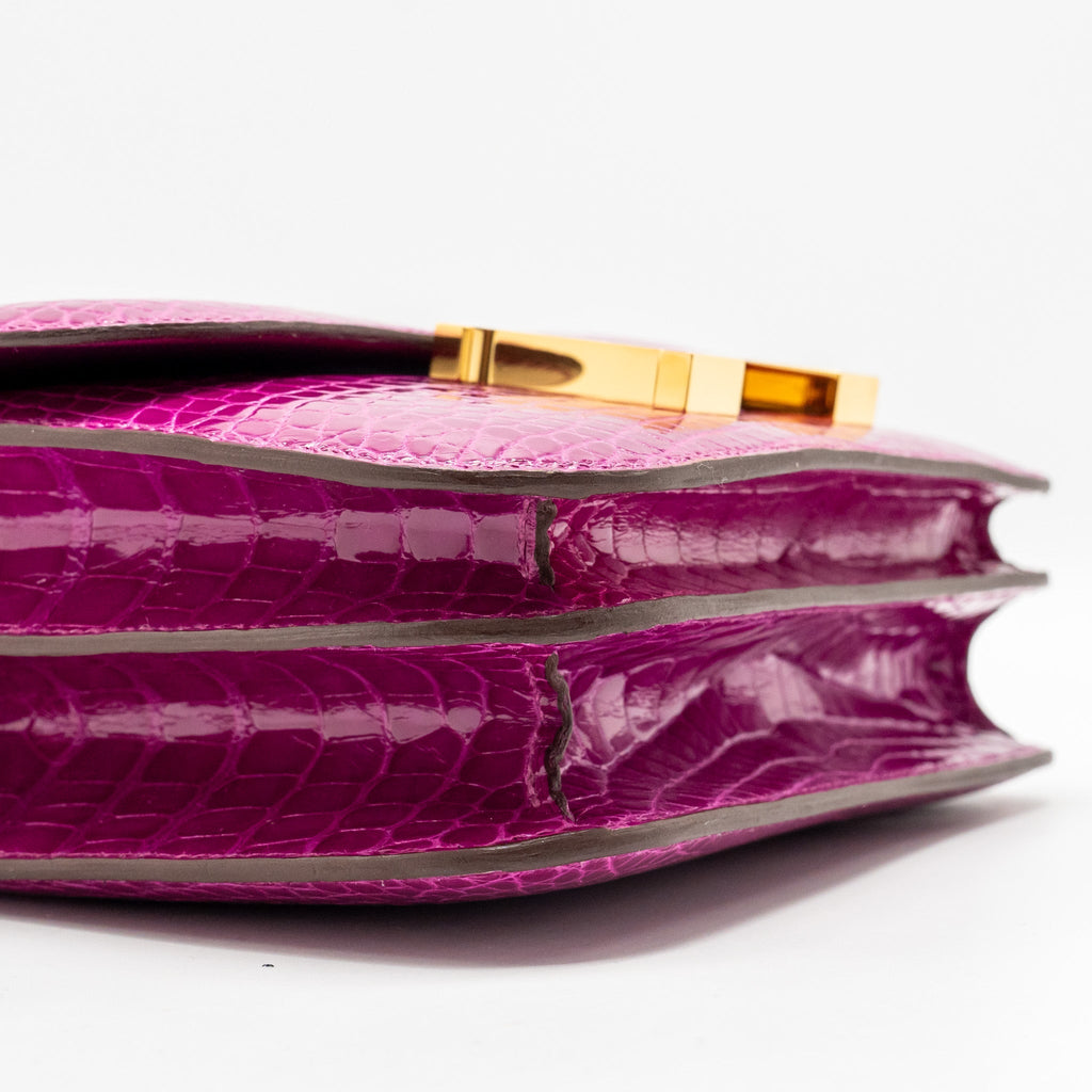 HERMES MINI CONSTANCE SHINY ALLIGATOR MISSIPPIENS J5 ROSE SHEHERARADEZ GHW