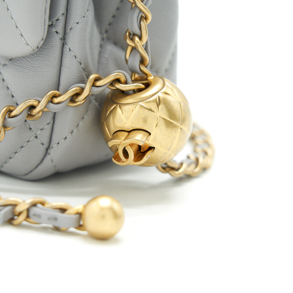 CHANEL 21B PEARL CRUSH MINI RECTANGULAR FLAP BAG GREY GHW