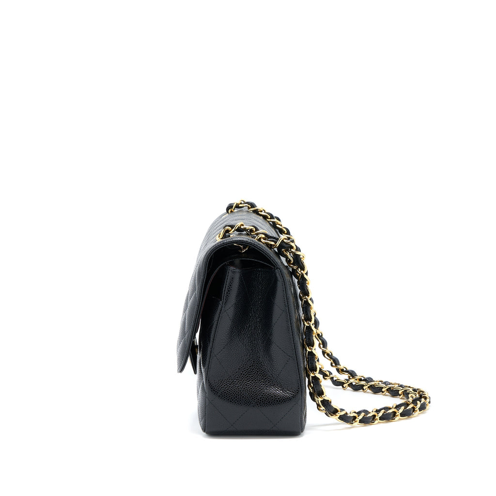 CHANEL CLASSIC JUMBO DOUBLE FLAP CAVIAR BLACK GHW (MICROCHIP)