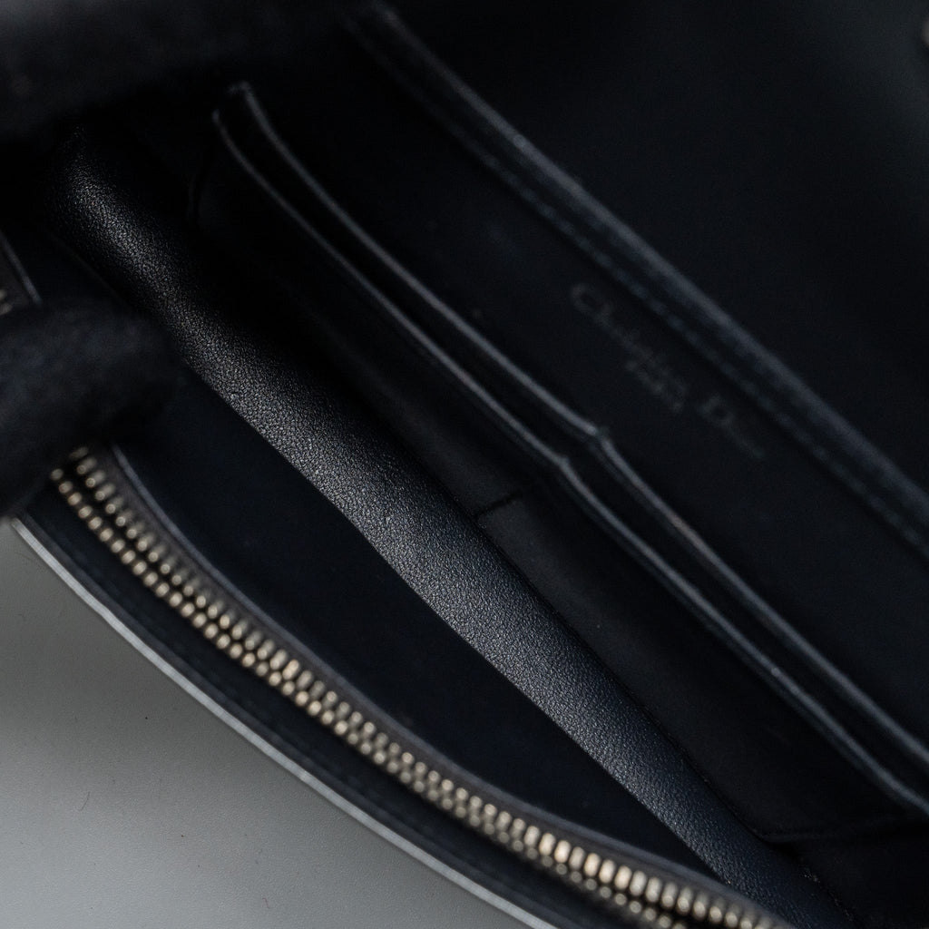 DIOR DIORAMA WALLET ON CHAIN PATENT METALLIC SILVER SHW