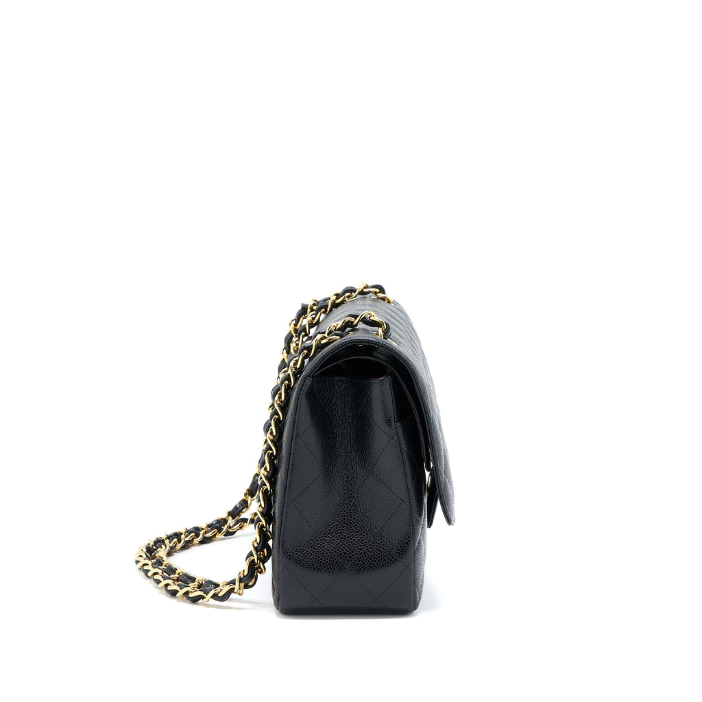 CHANEL CLASSIC JUMBO DOUBLE FLAP CAVIAR BLACK GHW (MICROCHIP)