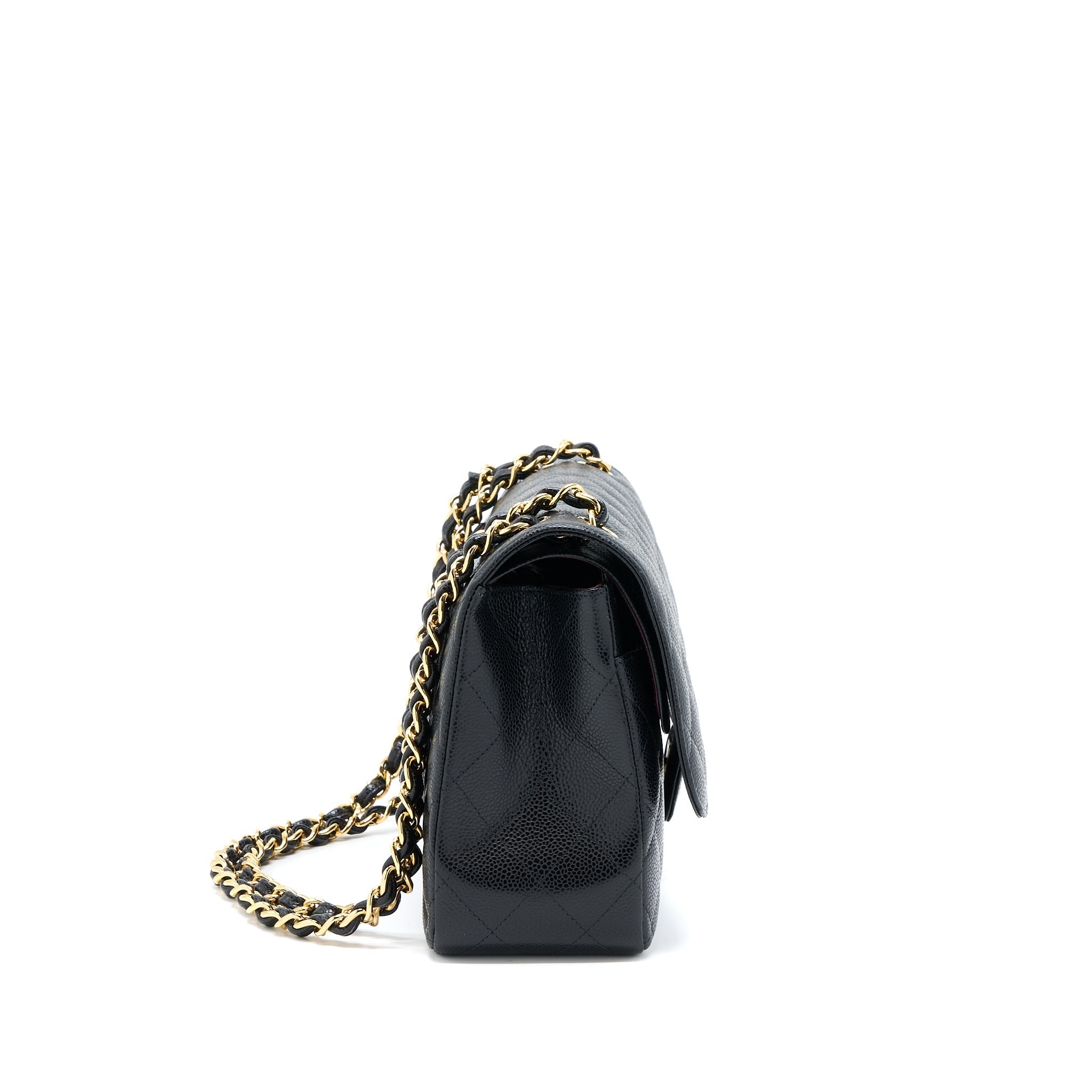 CHANEL CLASSIC JUMBO DOUBLE FLAP CAVIAR BLACK GHW (MICROCHIP)