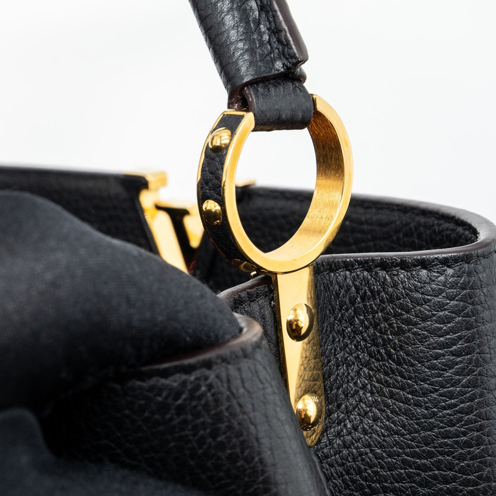 LOUIS VUITTON CAPUCINES BB TAURILLON BLACK / PINK GHW