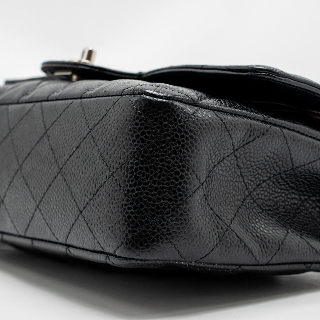 CHANEL MEDIUM CLASSIC DOUBLE FLAP BAG CAVIAR BLACK SHW