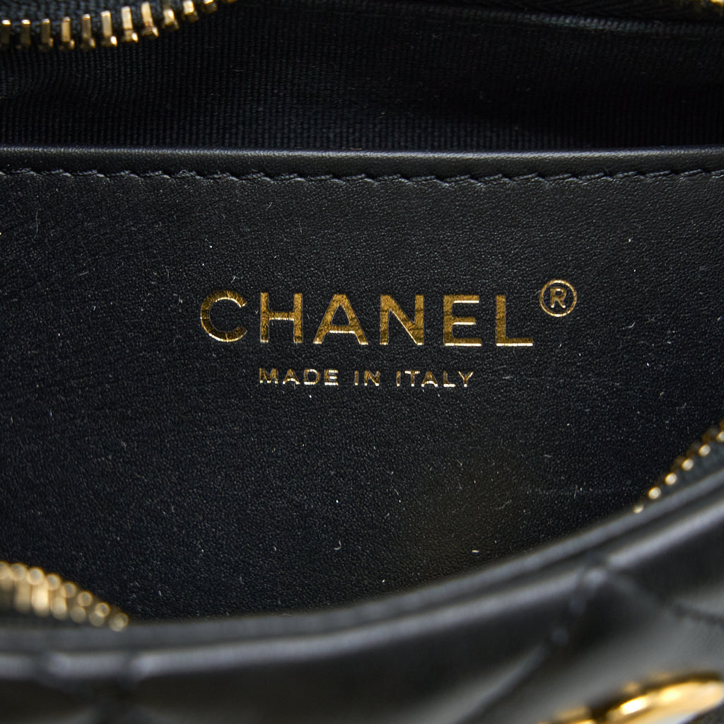 CHANEL 22K HOBO SHOULDER BAG LAMBSKIN BLACK GHW (MICROCHIP)
