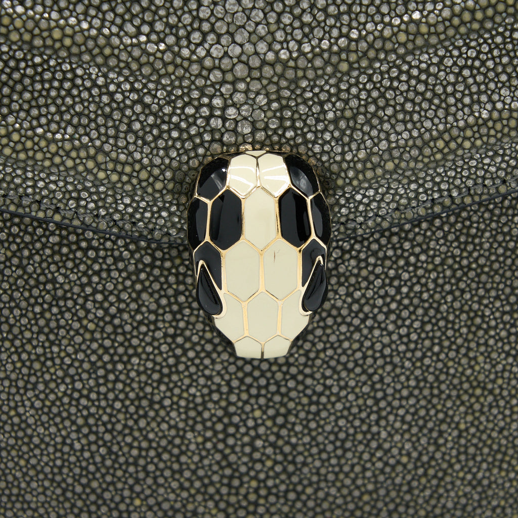 BVLGARI SERPENTI FOREVER CROSSBODY BAG STINGRAY LEATHER SILVER LGHW