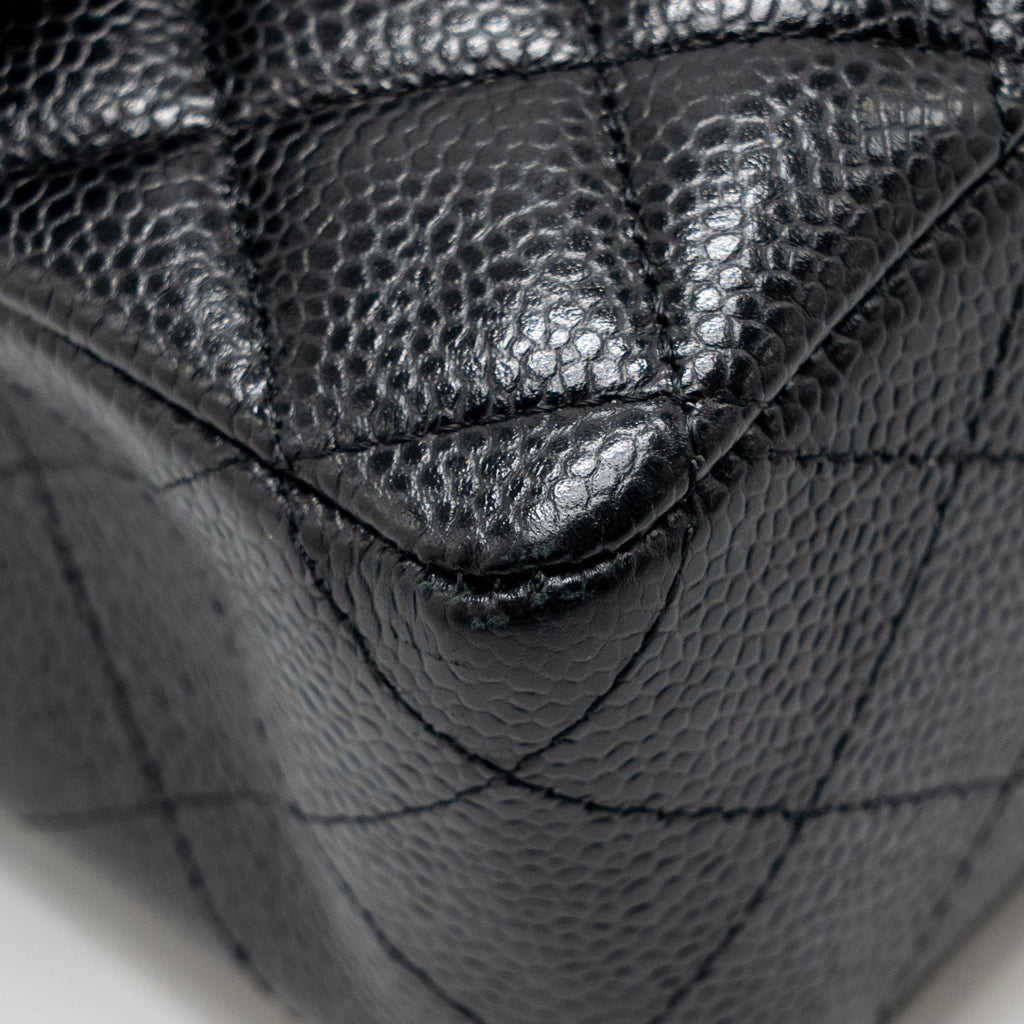 CHANEL MEDIUM CLASSIC DOUBLE FLAP BAG CAVIAR BLACK SHW