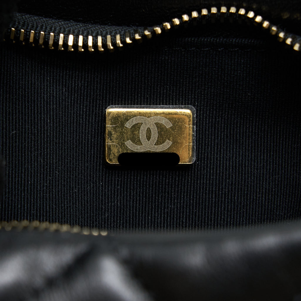 CHANEL 22K HOBO SHOULDER BAG LAMBSKIN BLACK GHW (MICROCHIP)