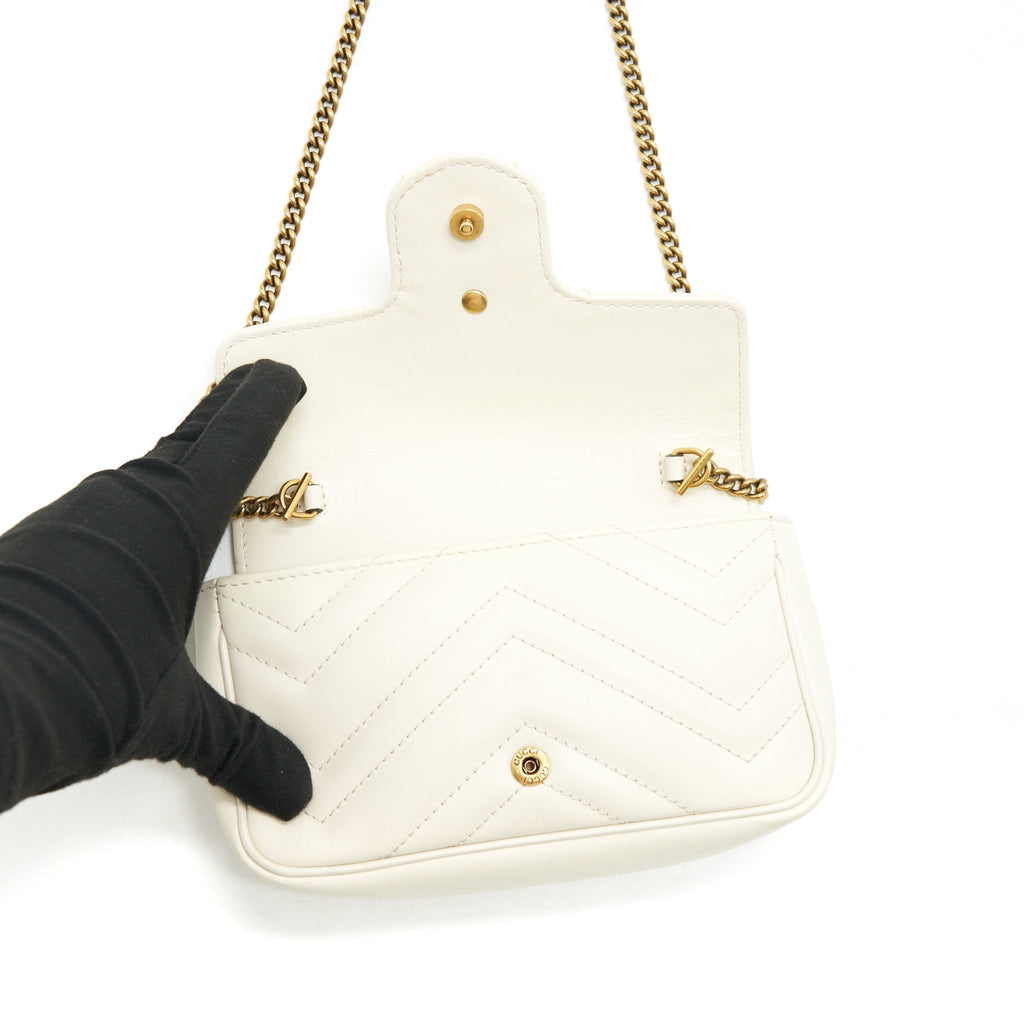GUCCI GG MARMONT SUPER MINI WHITE WITH GHW