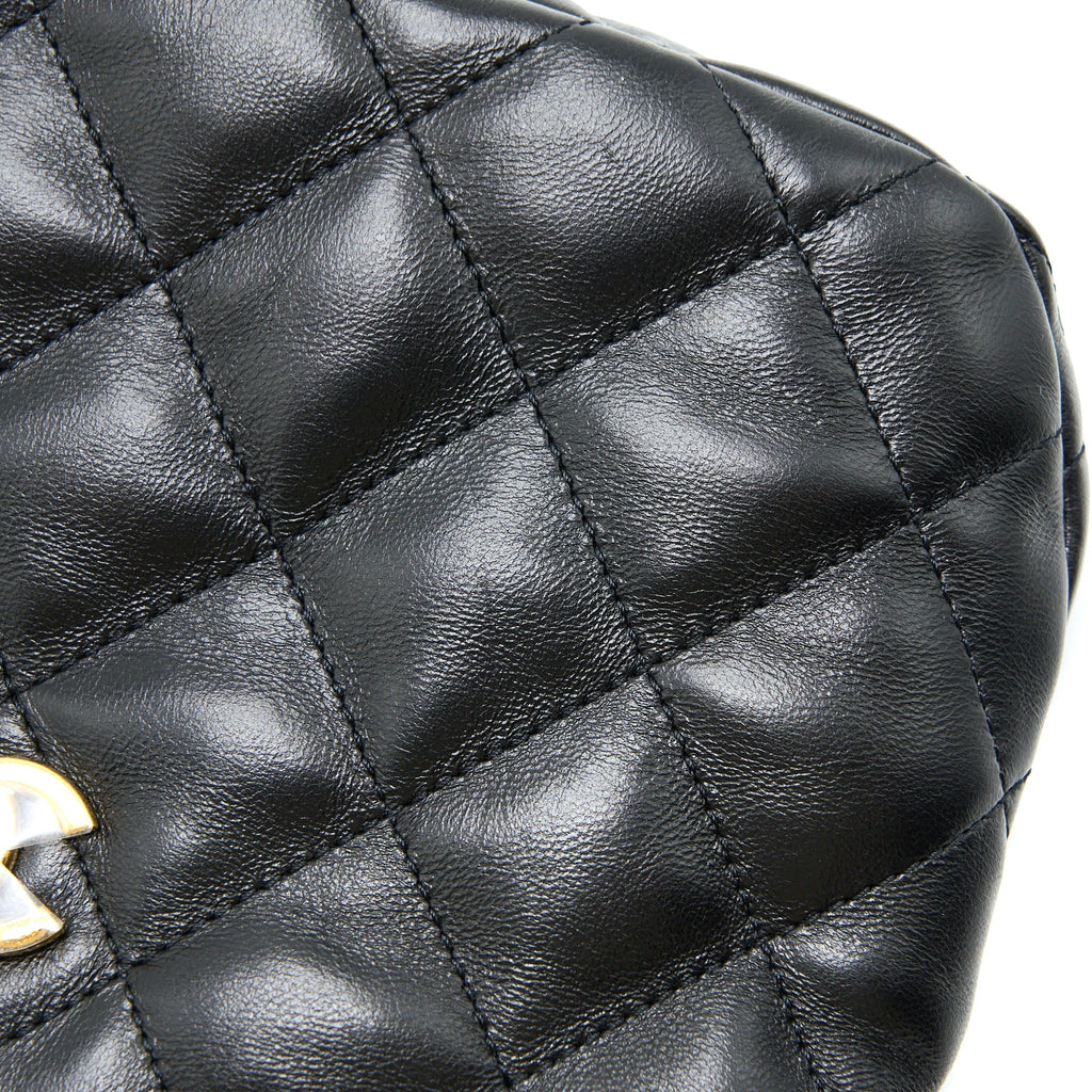 CHANEL 22K HOBO SHOULDER BAG LAMBSKIN BLACK GHW (MICROCHIP)