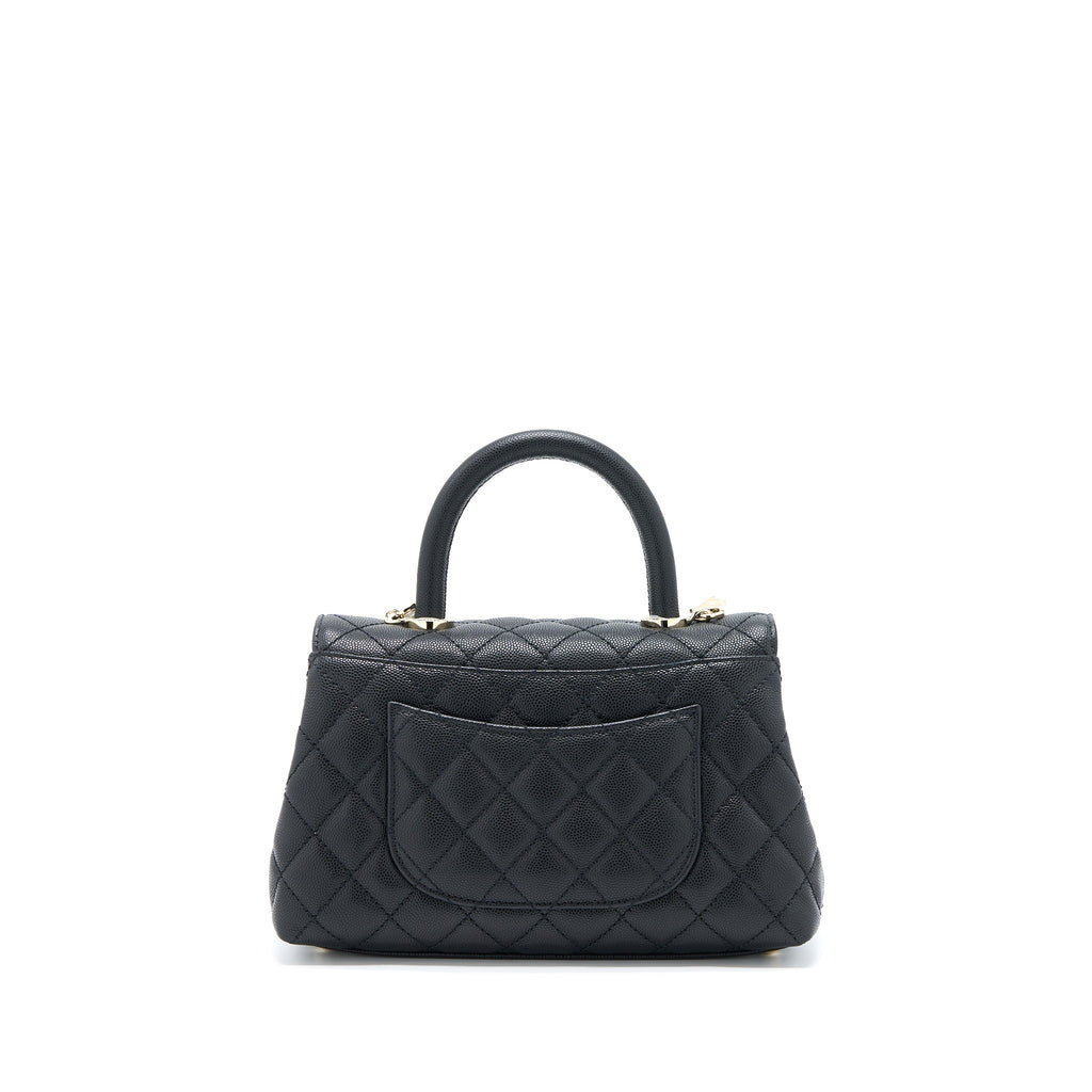 CHANEL COCO HANDLE CAVIAR BLACK LGHW(MICROCHIP)