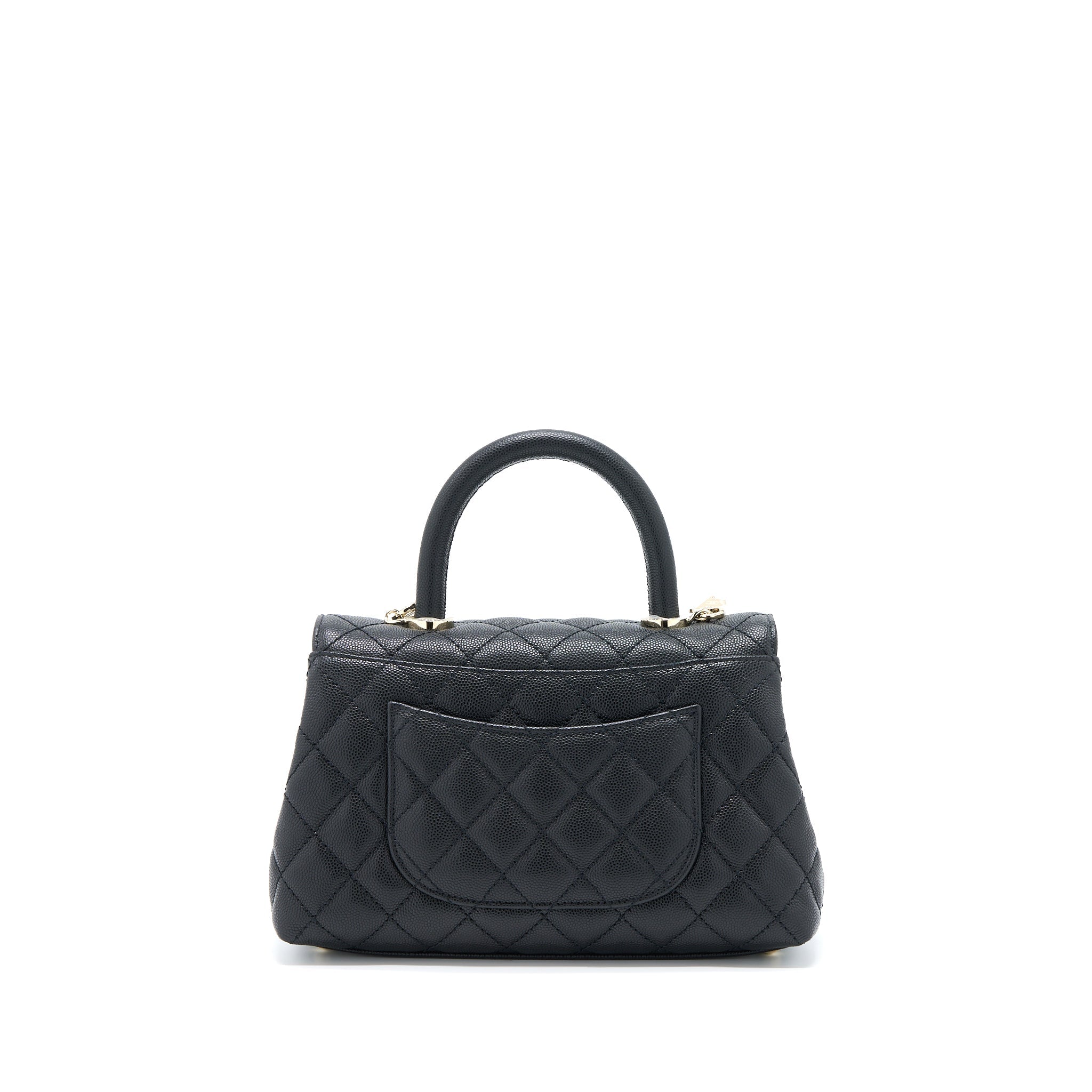 CHANEL COCO HANDLE CAVIAR BLACK LGHW(MICROCHIP)