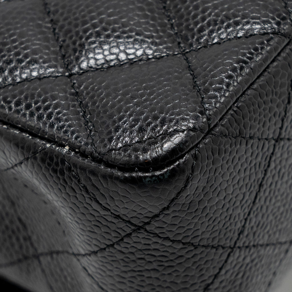 CHANEL MEDIUM CLASSIC DOUBLE FLAP BAG CAVIAR BLACK SHW