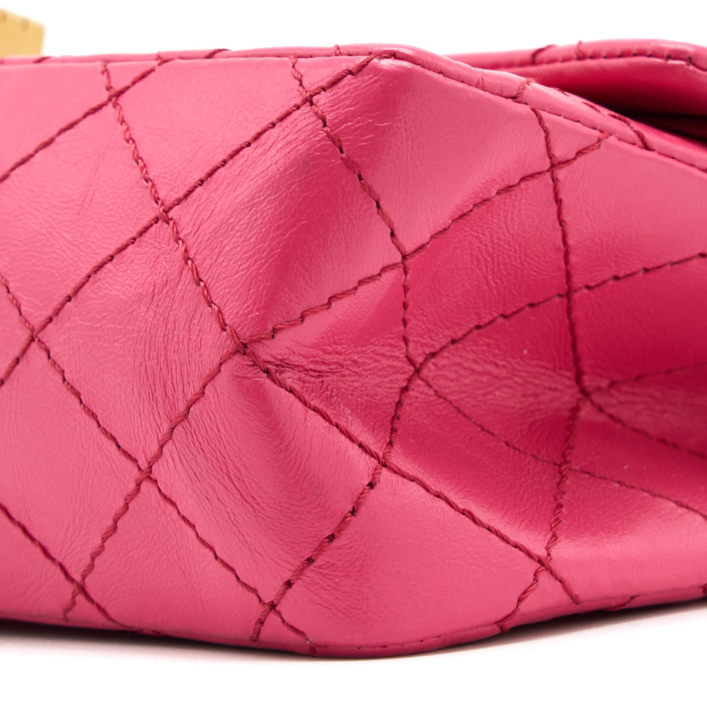 CHANEL SMALL 2.55 REISSUE AGED CALFSKIN HOT PINK BRUSHED GHW