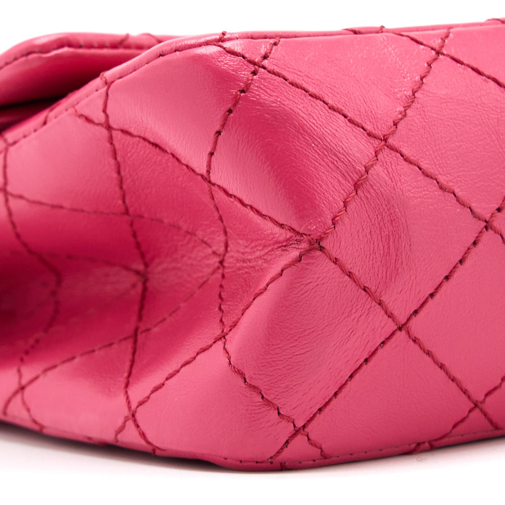 CHANEL SMALL 2.55 REISSUE AGED CALFSKIN HOT PINK BRUSHED GHW