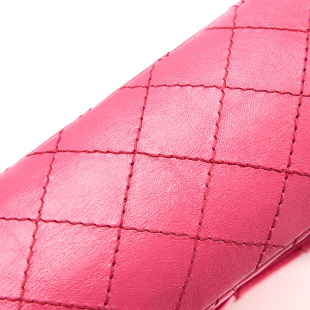 CHANEL SMALL 2.55 REISSUE AGED CALFSKIN HOT PINK BRUSHED GHW