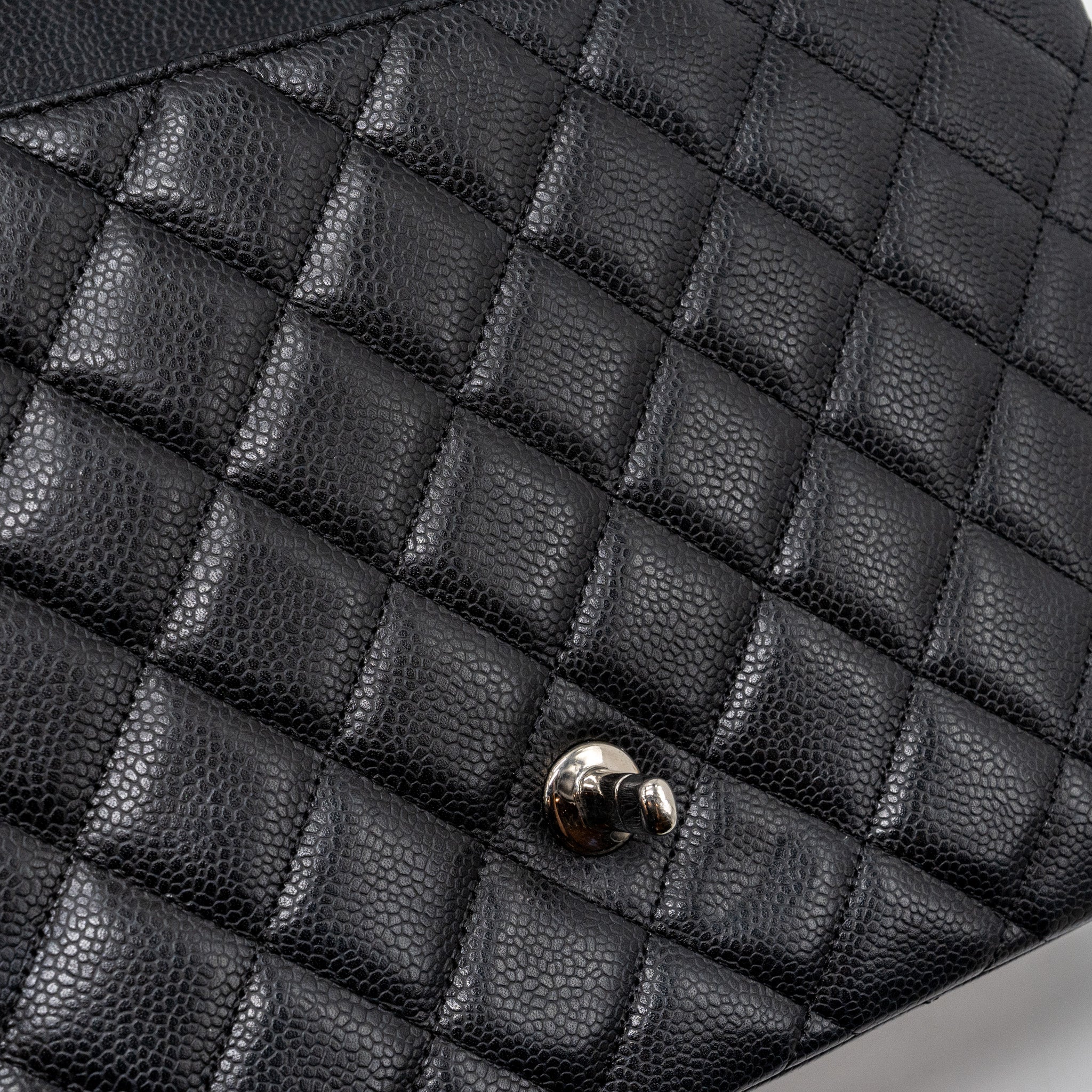 CHANEL JUMBO CLASSIC SINGLE FLAP BAG CAVIAR BLACK SHW