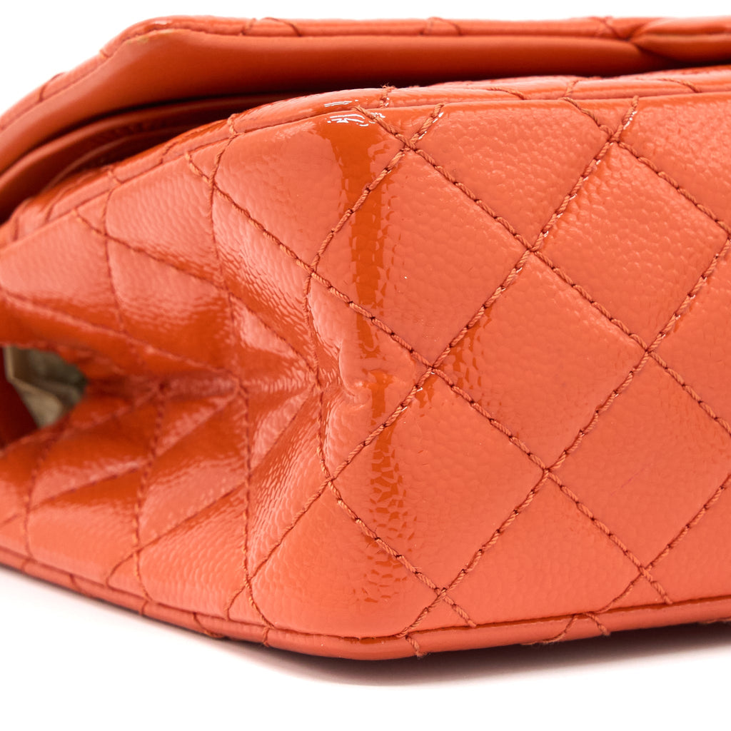 CHANEL SMALL 2.55 REISSUE FLAP BAG PATENT ORANGE SHW