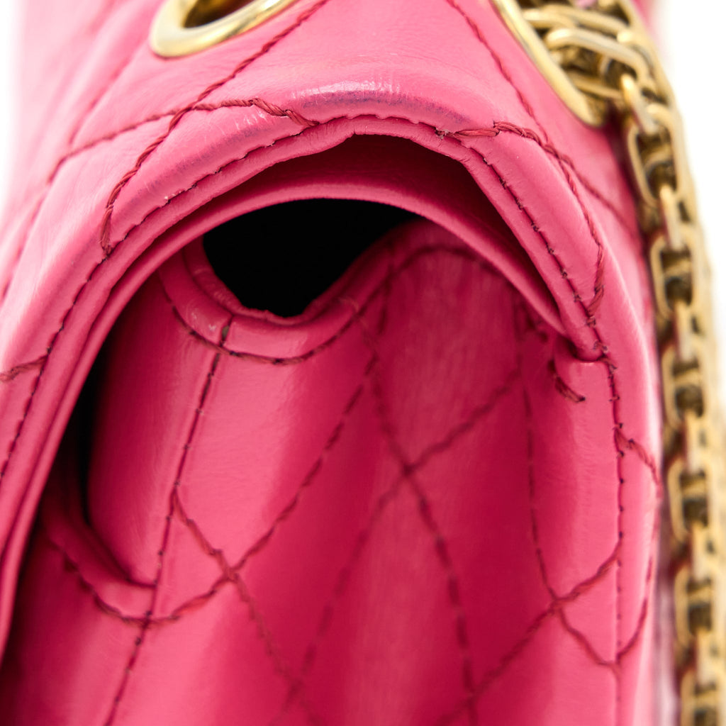 CHANEL SMALL 2.55 REISSUE AGED CALFSKIN HOT PINK BRUSHED GHW