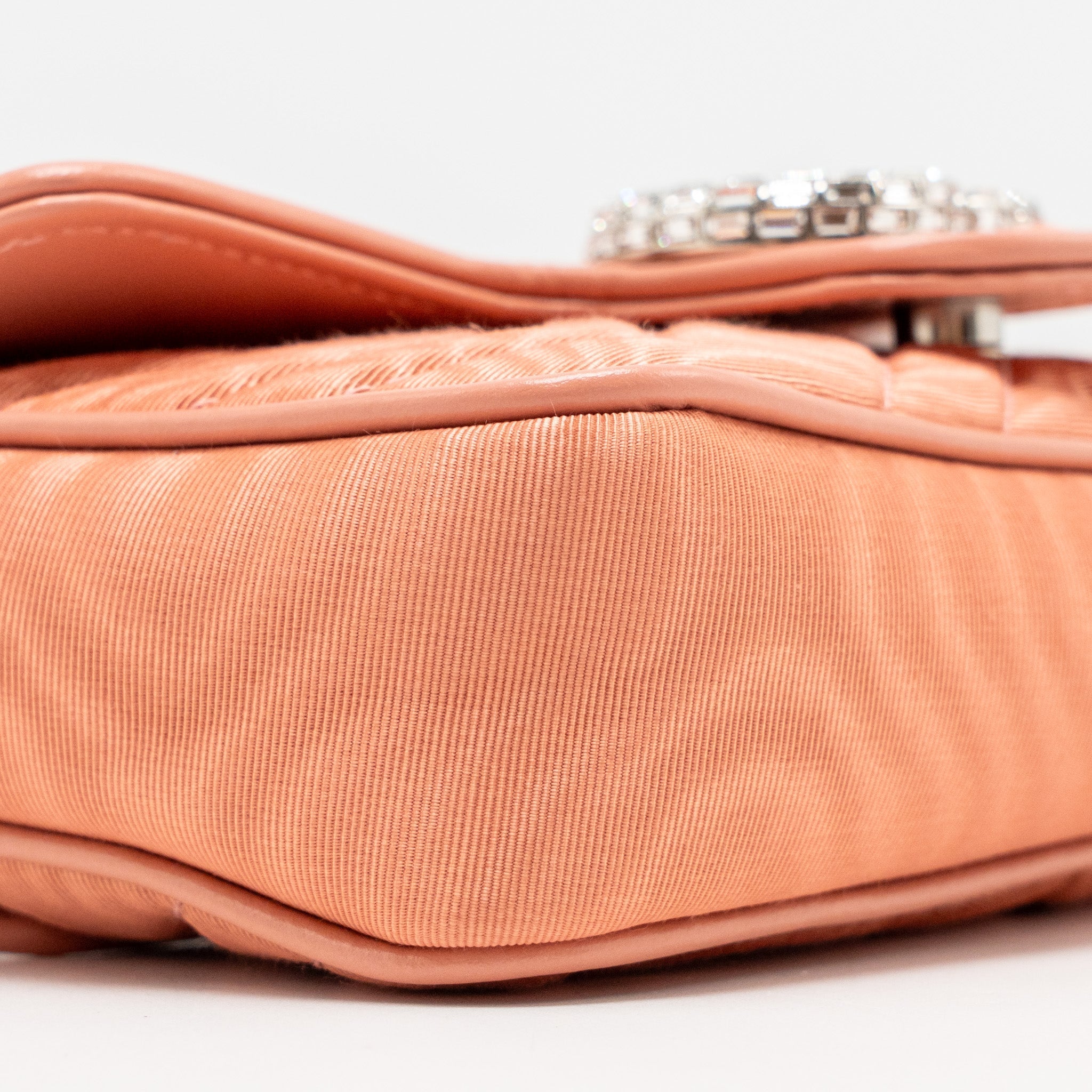 GUCCI MINI GG MARMONT CRYSTAL CHAIN FABRIC/ CRYSTAL PINK SHW