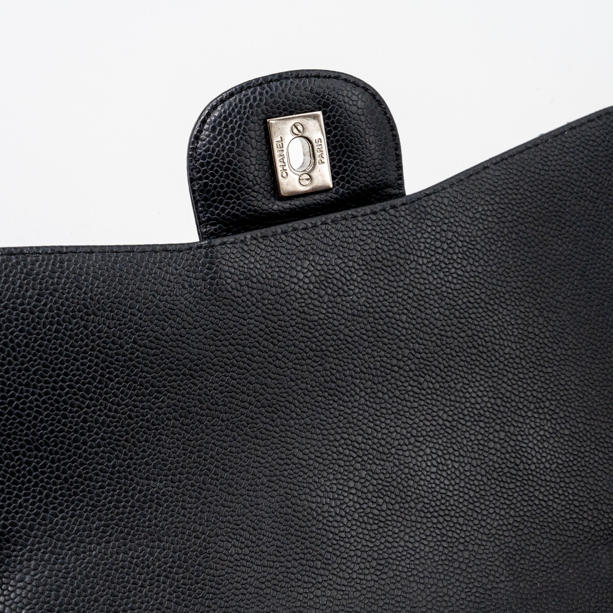 CHANEL JUMBO CLASSIC SINGLE FLAP BAG CAVIAR BLACK SHW