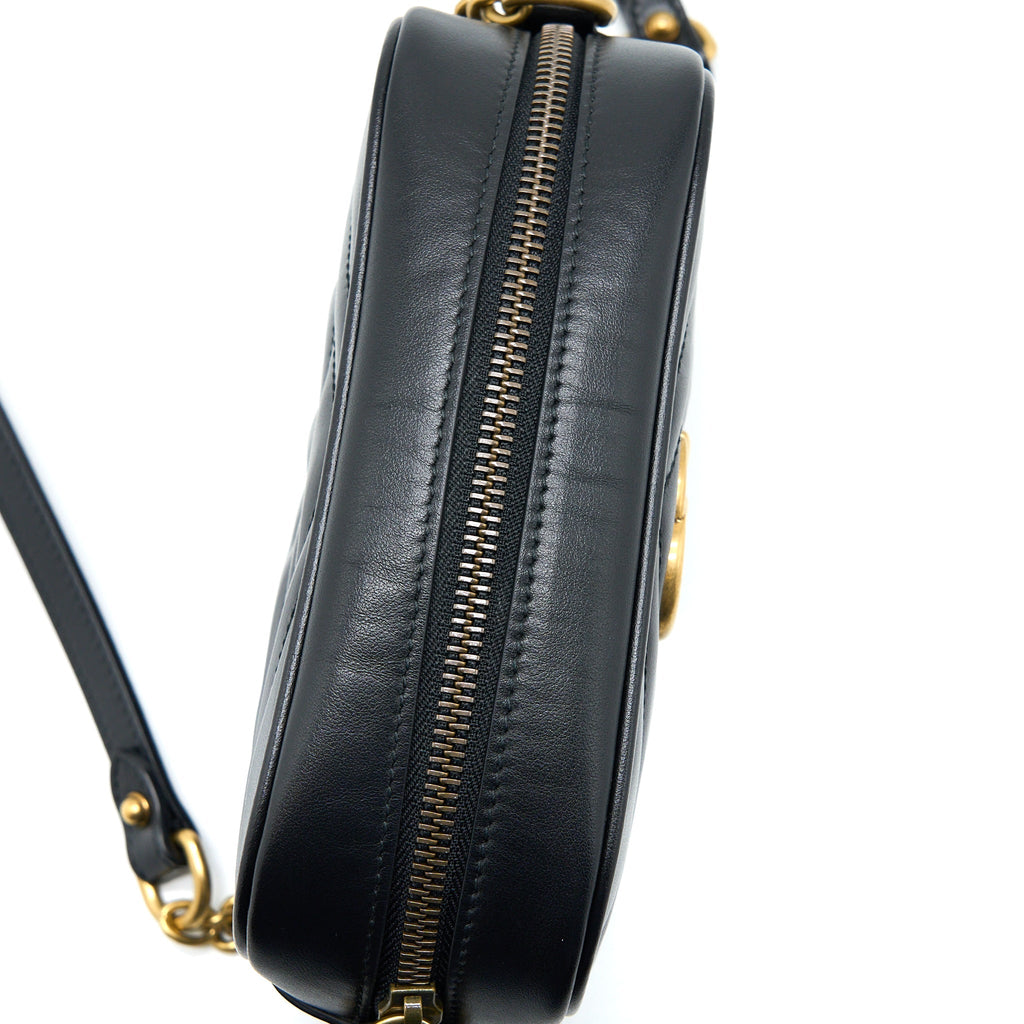 GUCCI GG MINI MARMONT MATELASSÉ BAG BLACK GHW