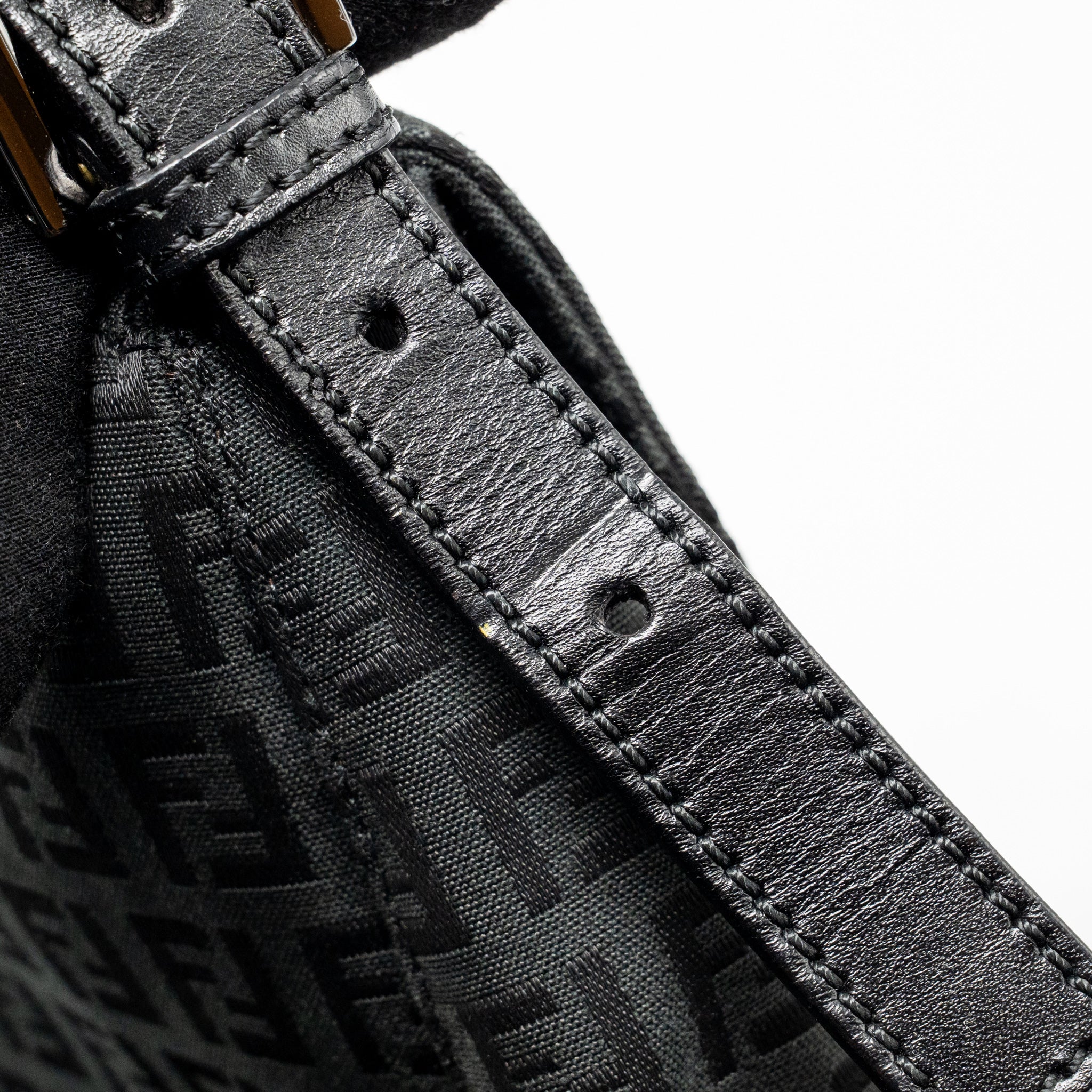 FENDI ZUCCA MAMMA BAGUETTE BAG FF LOGO CANVAS BLACK SHW