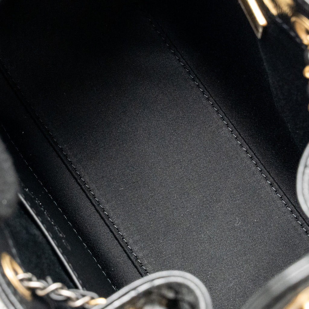 CHANEL MINI 25 BAG AGED CALFSKIN BLACK MULTICOLOUR HARDWARE (MICROCHIP)