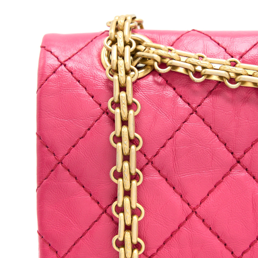 CHANEL SMALL 2.55 REISSUE AGED CALFSKIN HOT PINK BRUSHED GHW