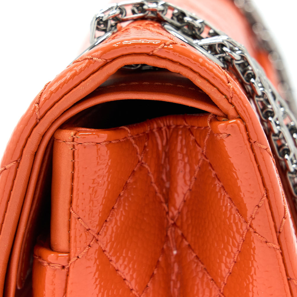 CHANEL SMALL 2.55 REISSUE FLAP BAG PATENT ORANGE SHW