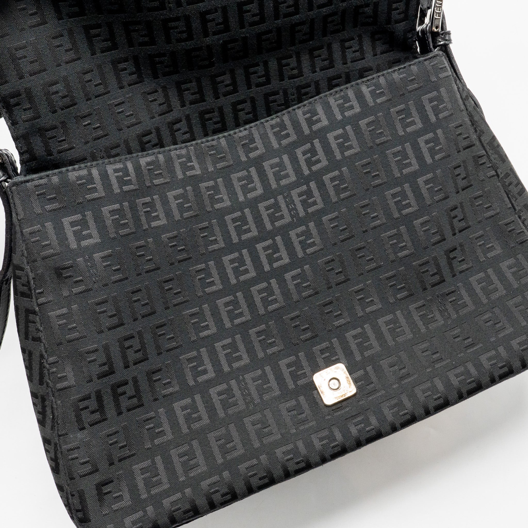 FENDI ZUCCA MAMMA BAGUETTE BAG FF LOGO CANVAS BLACK SHW