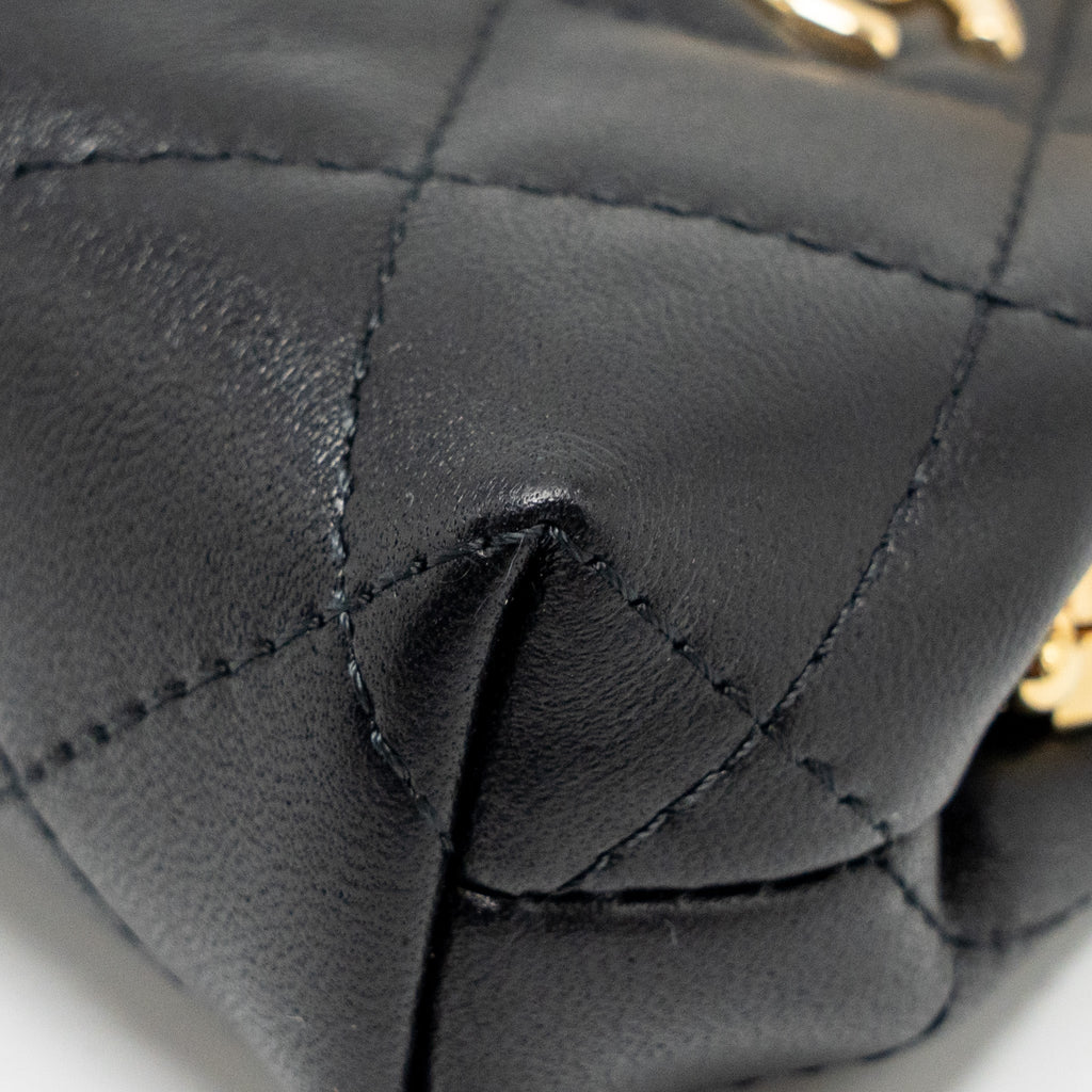 CHANEL 23P MINI COIN PURSE WITH CHAIN CALFSKIN BLACK LGHW(MICROCHIP)