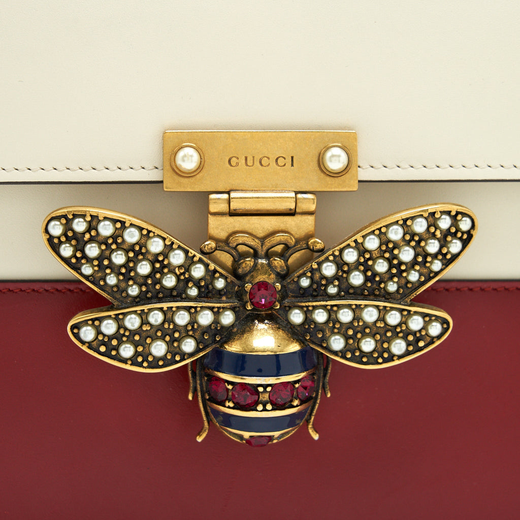 GUCCI QUEEN MARGARET TOP HANDLE BAG WHITE/ RED