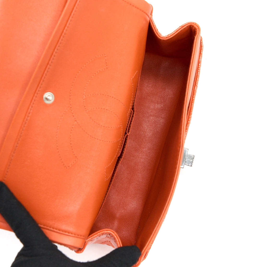 CHANEL SMALL 2.55 REISSUE FLAP BAG PATENT ORANGE SHW