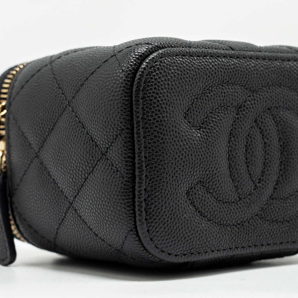 CHANEL MINI VANITY WITH CHAIN CAVIAR BLACK LGHW (MICROCHIP)