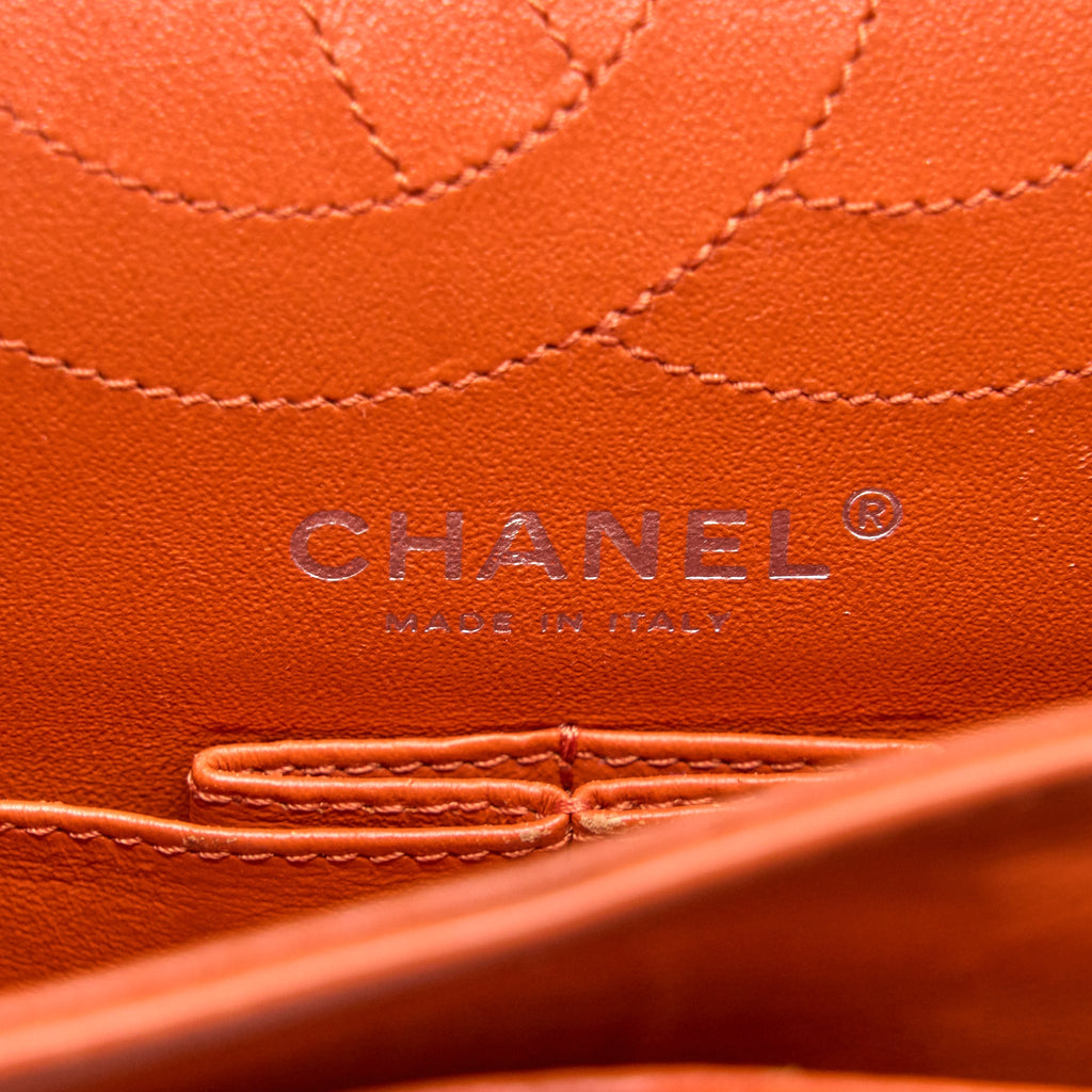 CHANEL SMALL 2.55 REISSUE FLAP BAG PATENT ORANGE SHW