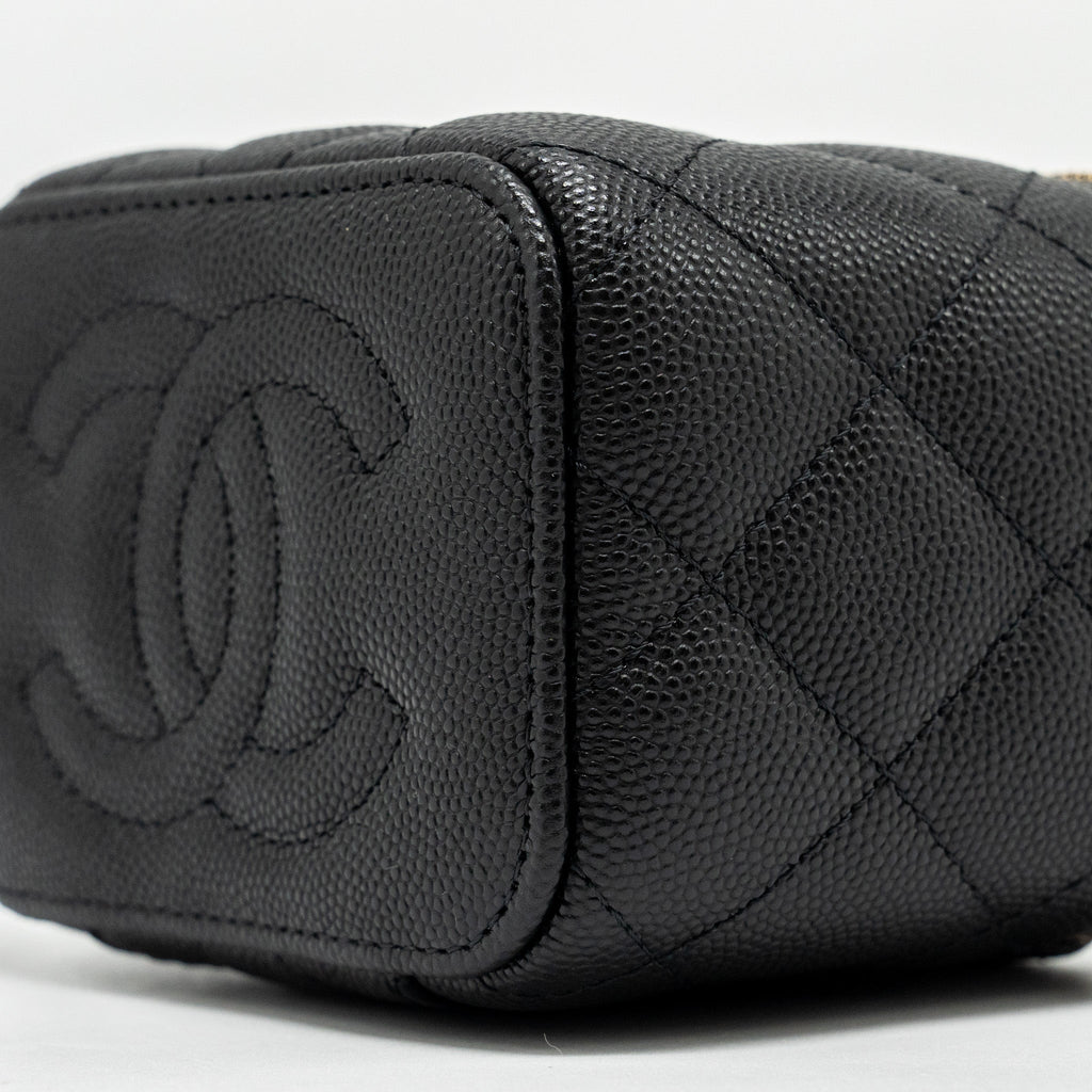 CHANEL MINI VANITY WITH CHAIN CAVIAR BLACK LGHW (MICROCHIP)