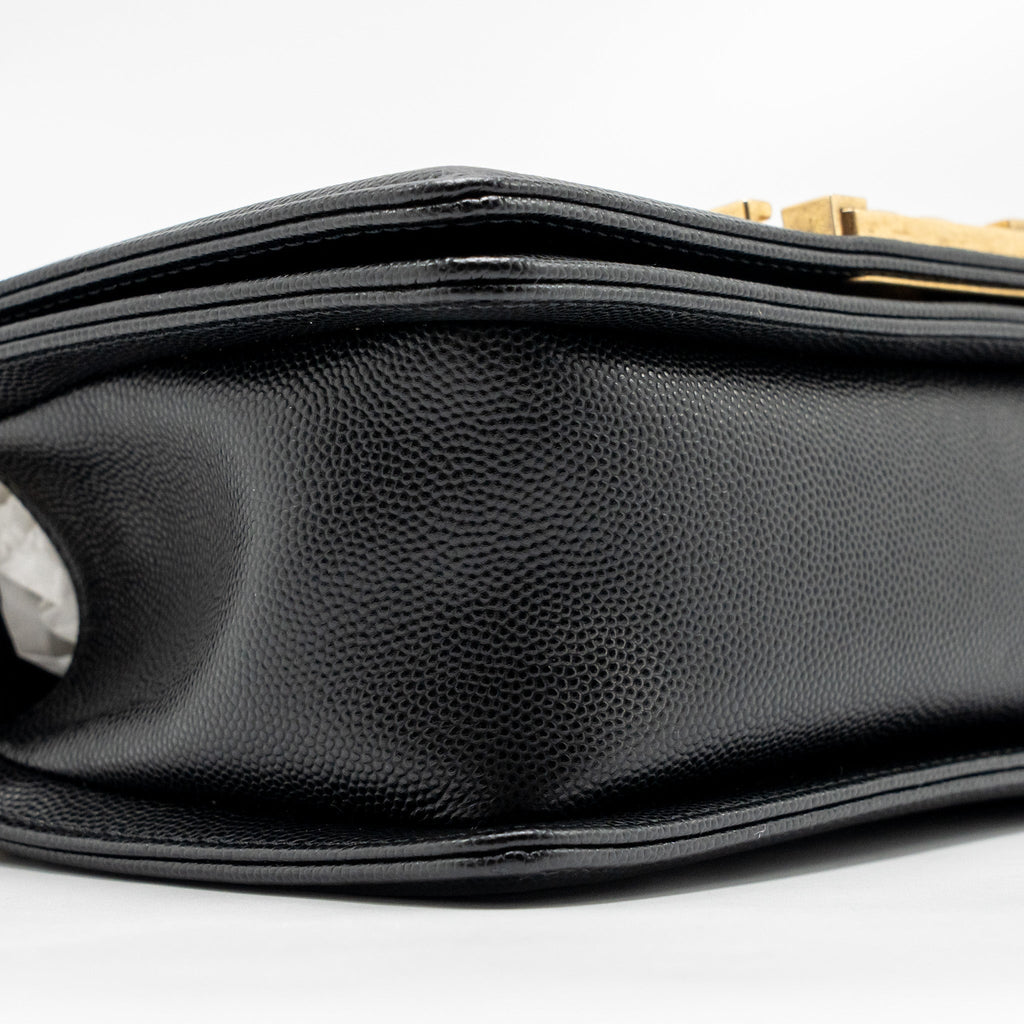 CHANEL SMALL BOY BAG CAVIAR BLACK GHW (MICROCHIP)