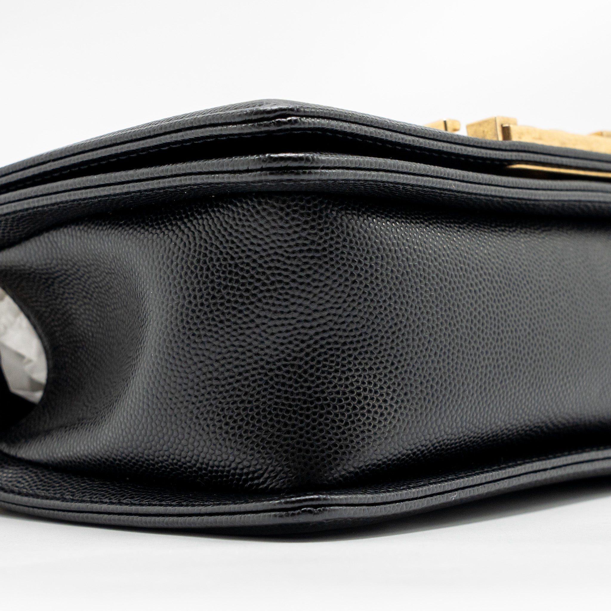 CHANEL SMALL BOY BAG CAVIAR BLACK GHW (MICROCHIP)